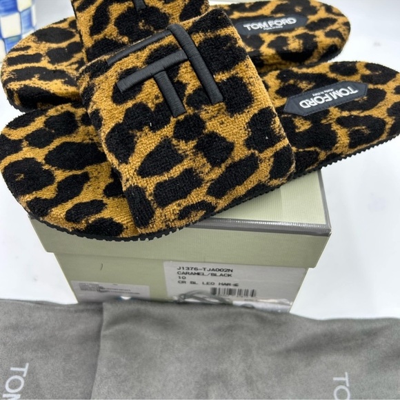 Men’s tom Ford leopard print Terry sandals size 10 made in Italy main image 7
